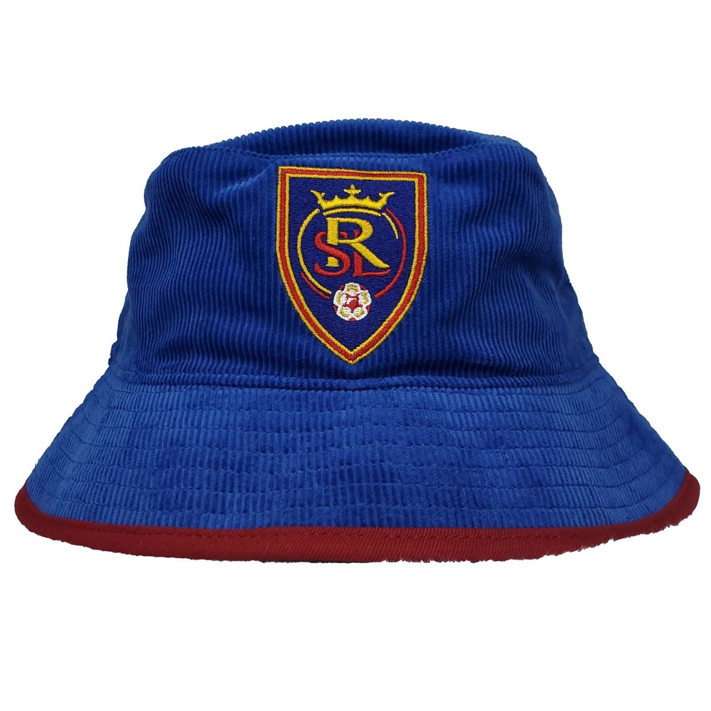 Real Salt Lake Mitchell & Ness MLS Bucket Hat Cap Blue Corduroy Red Twill New